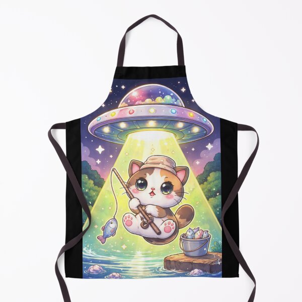 Item preview, Kawaii Fishing Cat Ailen UFO Abduction Kawaii Cat Abduction designed and sold by zuzzelek44.