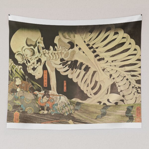 Item preview, Giant Skeleton Spectre and Samurai - Vintage Japanese Ukiyo-e designed and sold by Open Canvas.