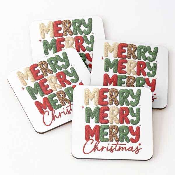 Item preview, Chunky Knit Merry Merry Merry Christmas Typography designed and sold by Adronia.