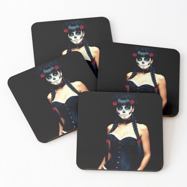 Item preview, gothic dia de los muertos woman corset art designed and sold by Traumrausch.