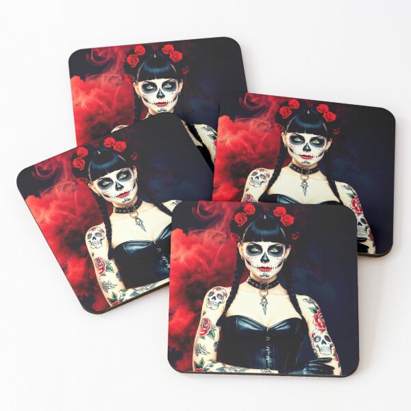 Item preview, dia de los muertos woman – dark gothic portrait – tattoo skull art designed and sold by Traumrausch.