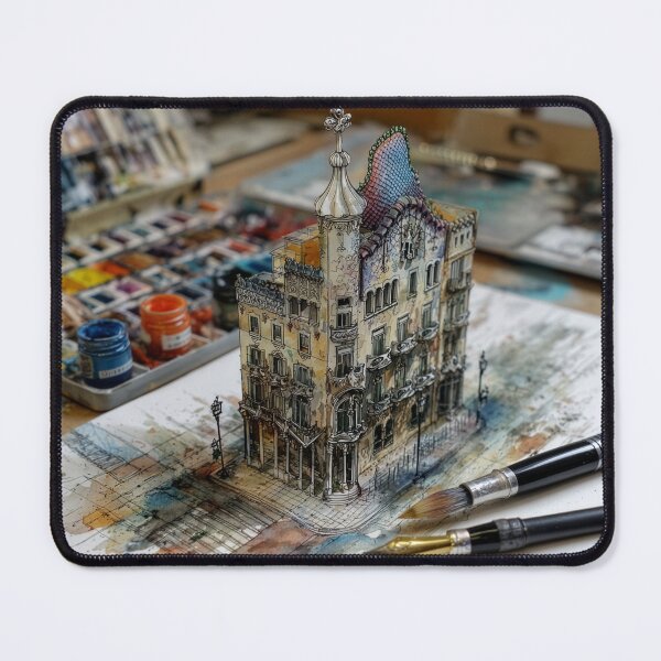 Item preview, Gaudi Style Architectural Drawing Springs off Page designed and sold by Tridentulus.