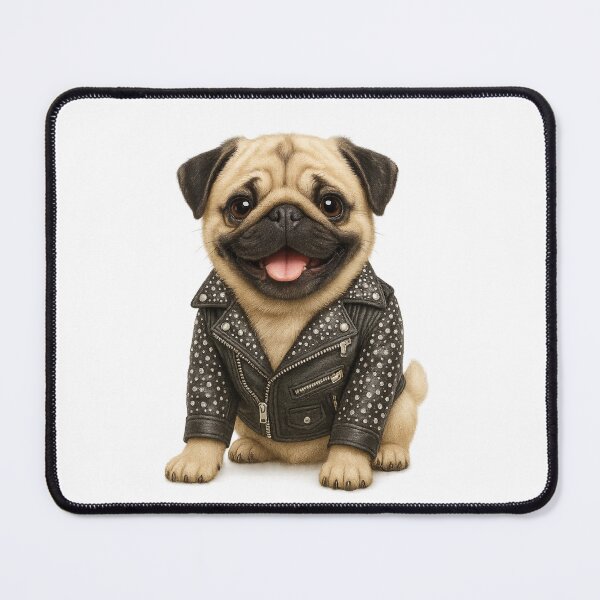 Item preview, Cool Pug in Studded Leather Jacket – Rock Style Dog Illustration designed and sold by artbaby30.
