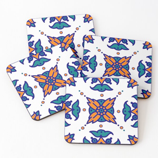 Item preview, Teal and Yellow Azulejo - Floral Tile Design designed and sold by Split Second Lines.