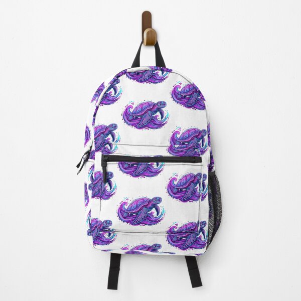 Item preview, Neon Sea Turtle with Electric Waves in Vibrant Purple and Cyan designed and sold by zoughlal.