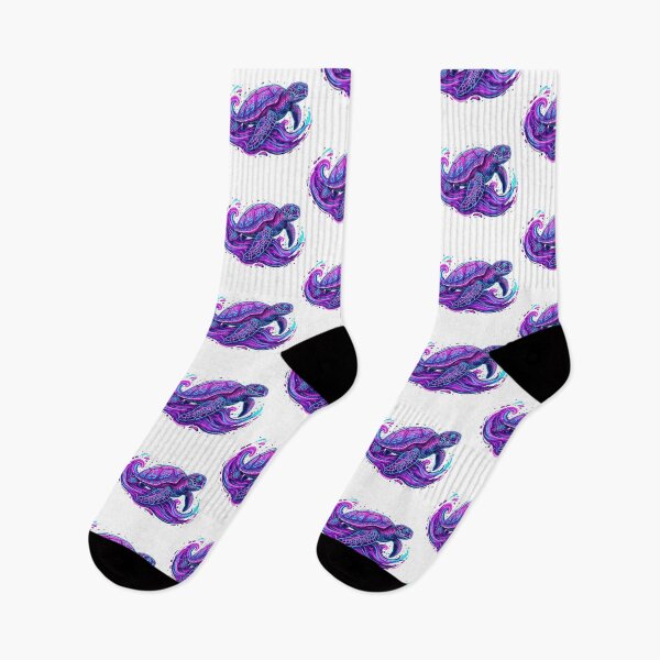Item preview,  Neon Sea Turtle with Electric Waves in Vibrant Purple and Cyan designed and sold by zoughlal.