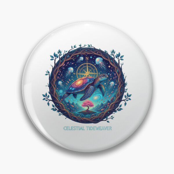 Item preview,  Celestial Sea Turtle with Cosmic Compass Galaxy Shell and Mystical Tree designed and sold by zoughlal.
