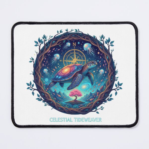 Item preview,  Celestial Sea Turtle with Cosmic Compass Galaxy Shell and Mystical Tree designed and sold by zoughlal.