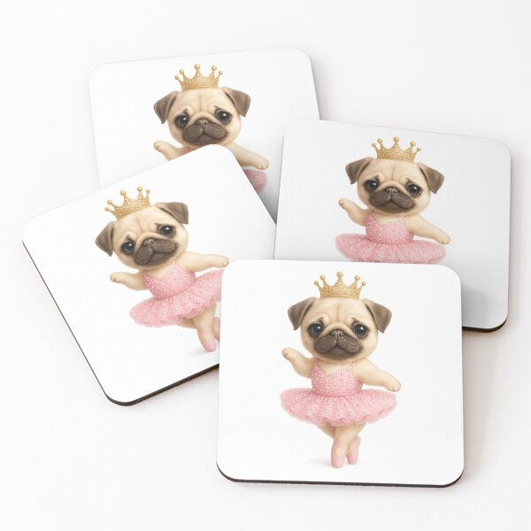 Item preview, Ballet Pug Princess with Crown – Cute Luxury Kawaii Illustration designed and sold by artbaby30.