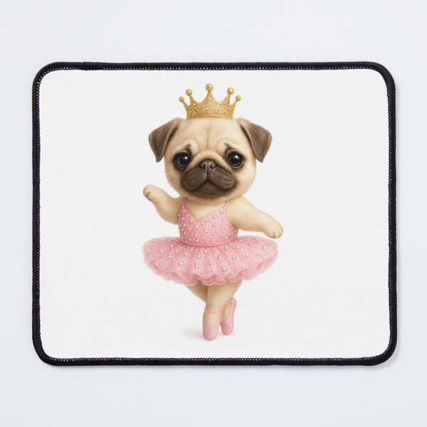 Item preview, Ballet Pug Princess with Crown – Cute Luxury Kawaii Illustration designed and sold by artbaby30.