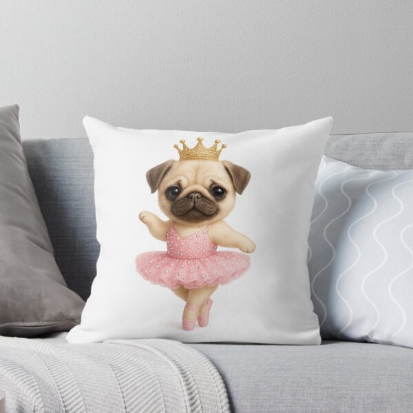 Item preview, Ballet Pug Princess with Crown – Cute Luxury Kawaii Illustration designed and sold by artbaby30.