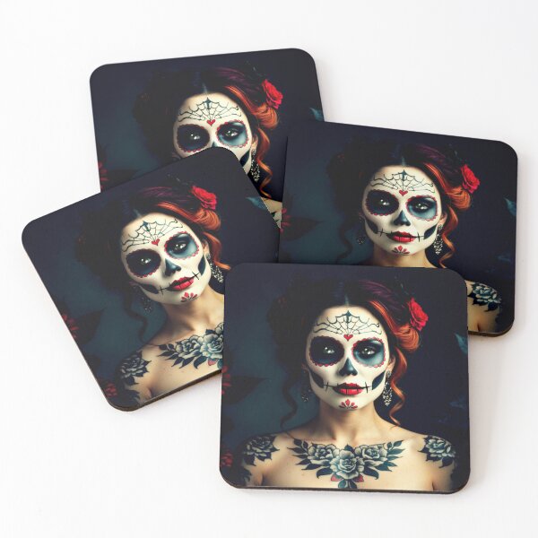 Item preview, dia de los muertos woman – dark gothic portrait – skull makeup art designed and sold by Traumrausch.