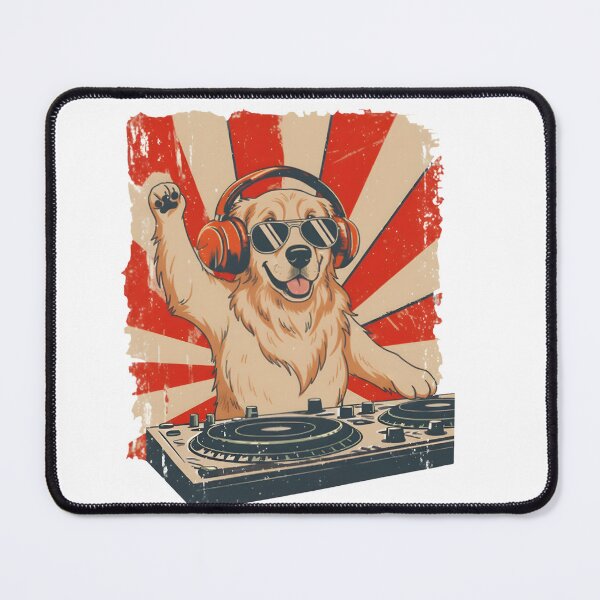 Item preview, Retro DJ Golden Retriever - Vintage Party Dog with Headphones designed and sold by Latikshop.