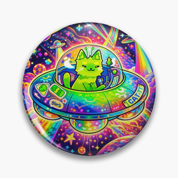 Item preview, Cosmic Cat Commander Kawaii Fishing Cat Alien UFO Abduction designed and sold by zuzzelek44.