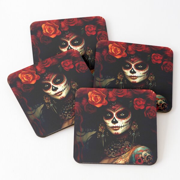 Item preview, dia de los muertos woman – dark gothic portrait – floral skull art designed and sold by Traumrausch.