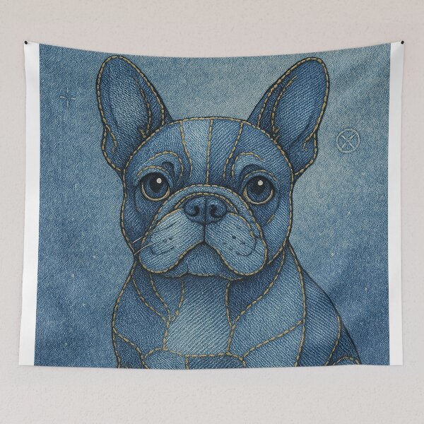 Item preview, Cute Blue Jean Stitch Dog Illustration Poster designed and sold by Gold Turtle  Lina.