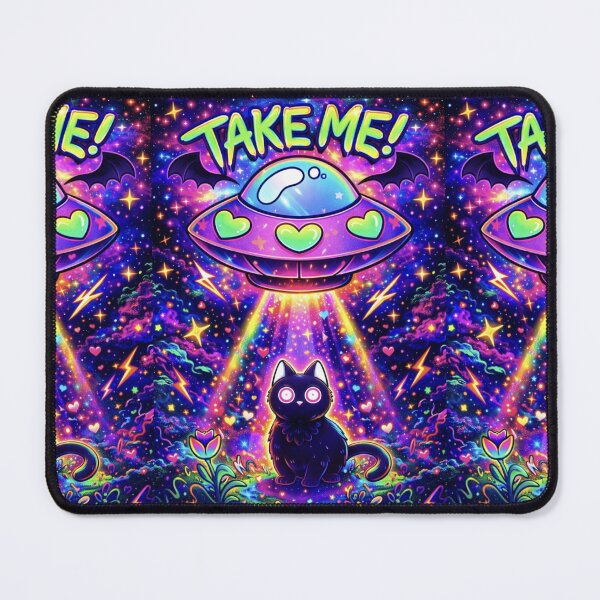 Item preview, TAKE ME! – Cosmic Cat UFO Art Print  Kawaii Fishing Cat Alien UFO Abduction  designed and sold by zuzzelek44.