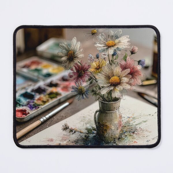 Item preview, Pen and Ink Daisies on Artist's Desk designed and sold by Tridentulus.