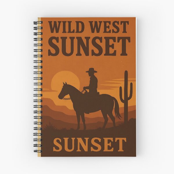 Artikelvorschau, Sonnenuntergangssilhouette des Wilden Westens – Vintage-Cowboy-Poster entworfen und verkauft von QuietWallStudio.