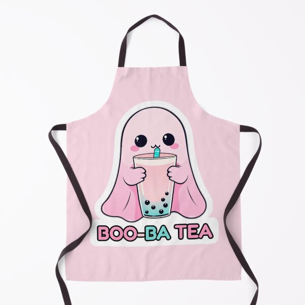 Item preview, Boo-ba Tea: Kawaii Pink Ghost Drinking Boba designed and sold by Whimsy & Whisker.