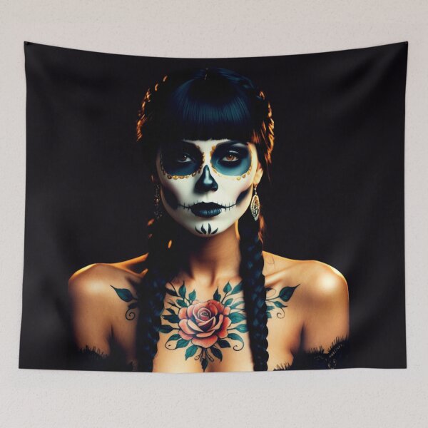 Item preview, dark skull portrait – gothic beauty – mystic night art designed and sold by Traumrausch.