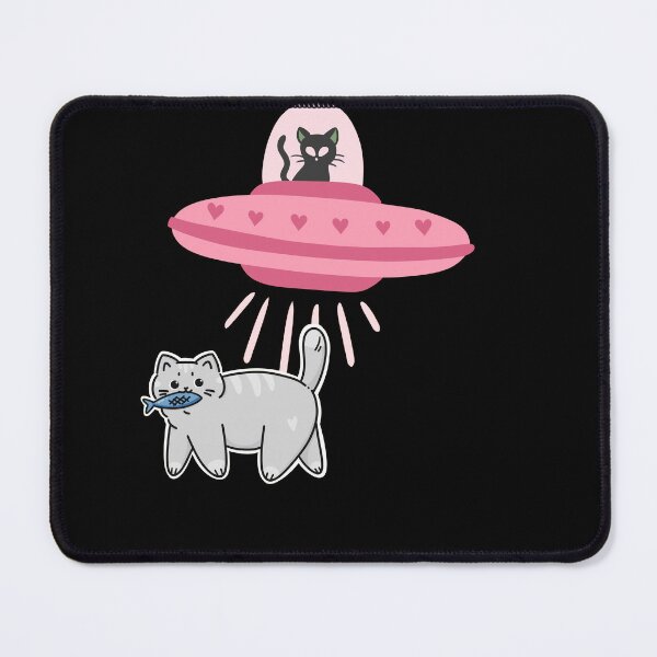 Item preview, Kawaii Fishing Cat Alien UFO Abduction Gift designed and sold by StaticMood.