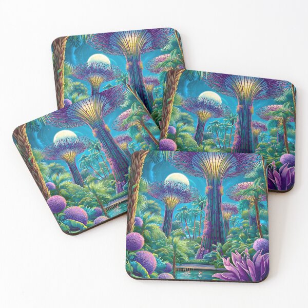 Item preview, a travel poster of Singapore Garden with Futuristic Structure designed and sold by Artessie.