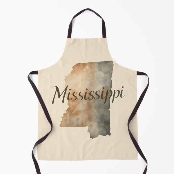 Item preview, Mississippi map in watercolor with elegant script design designed and sold by Rue Market.
