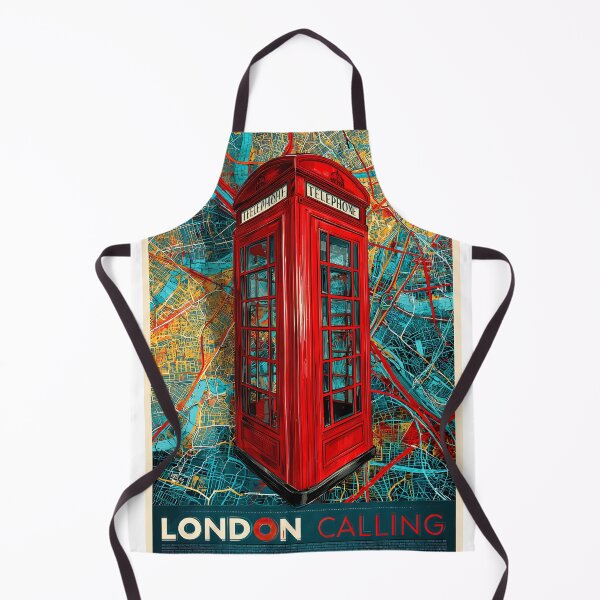 Item preview, Travel poster of London with Vintage Red Telephone Box Over City Map Background designed and sold by Artessie.