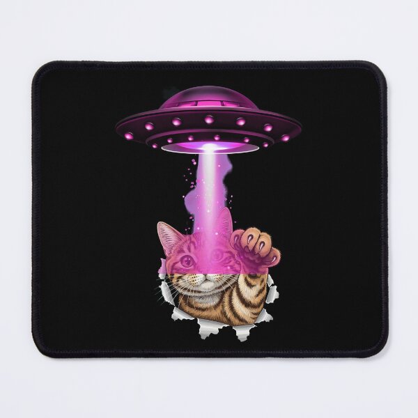 Item preview, Kawaii Fishing Cat Alien UFO Abduction Illustration designed and sold by StaticMood.