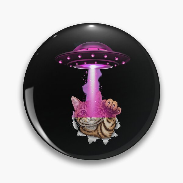 Item preview, Kawaii Fishing Cat Alien UFO Abduction Illustration designed and sold by StaticMood.