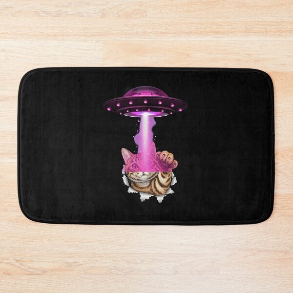 Item preview, Kawaii Fishing Cat Alien UFO Abduction Illustration designed and sold by StaticMood.