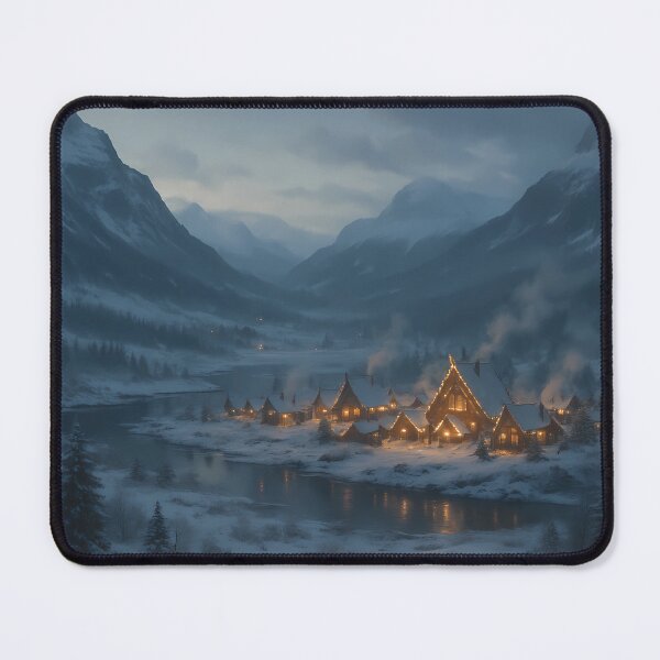 Item preview, Viking Christmas Village in Winter Valley – Nordic Holiday Landscape designed and sold by NorseDrip.