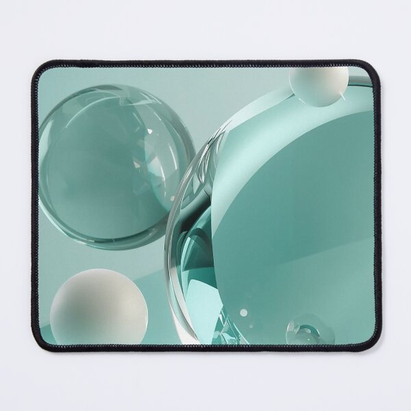 Item preview, Luxury Abstract Glass Spheres 3D Art – Turquoise Aqua Minimal Modern Design designed and sold by Impact-Art.