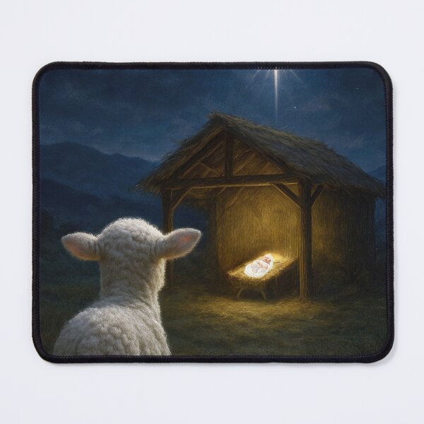 Item preview, Little Lamb Observing a Baby In a Manger designed and sold by Maria Dryfhout.