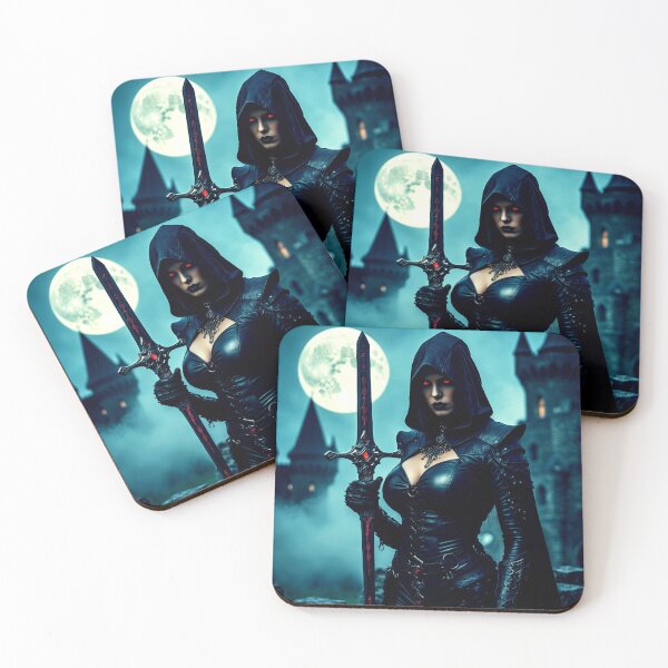 Item preview, dark sword queen – gothic warrior woman – blood moon fantasy art designed and sold by Traumrausch.