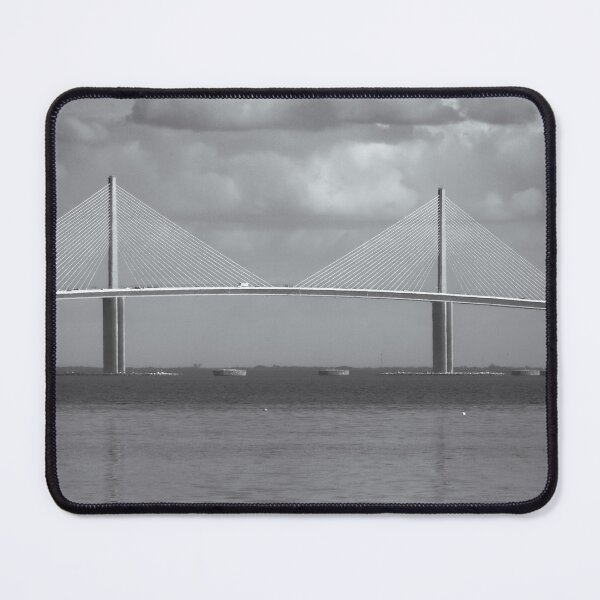 Item preview, The Sunshine Skyway Bridge rises dramatically over Tampa Bay a monochrome cloudy sky designed and sold by EyezWatchin.