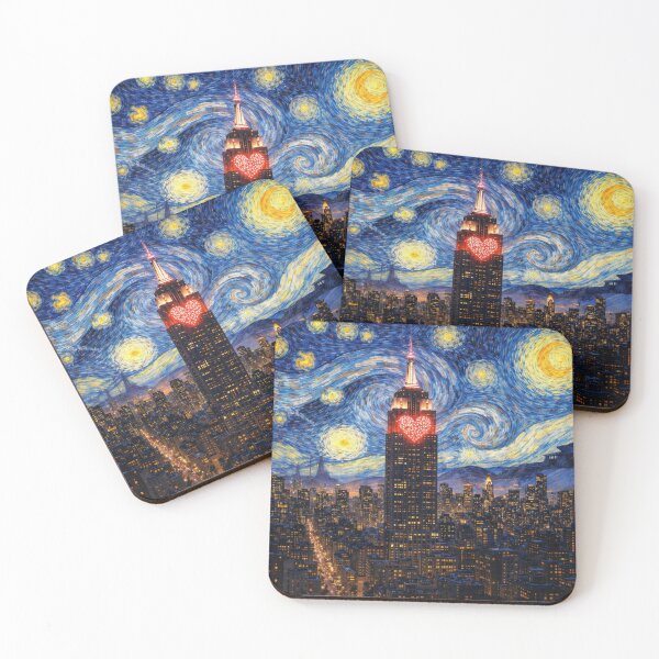 Item preview, Empire State Building Heart Lights NYC Skyline Print | Romantic Starry Night New York Wall Art designed and sold by SezzyDesigns.