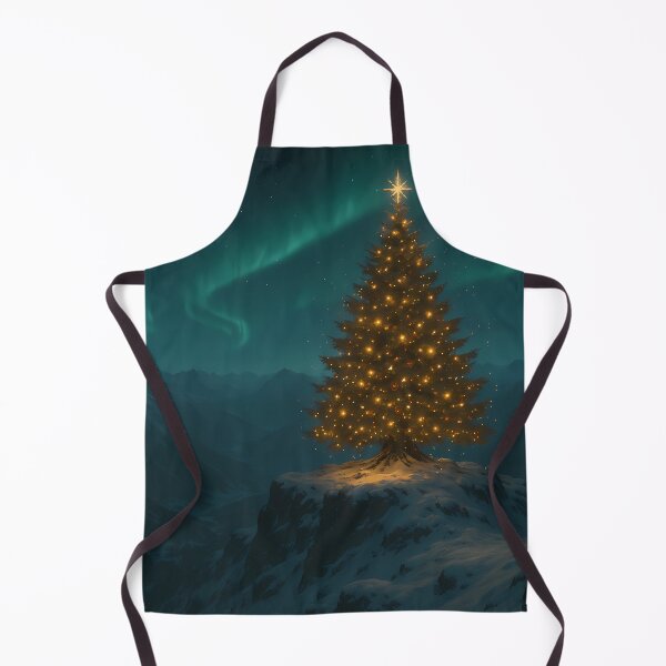 Item preview, Nordic Mountain Christmas Tree Under Aurora – Epic Winter Night designed and sold by NorseDrip.