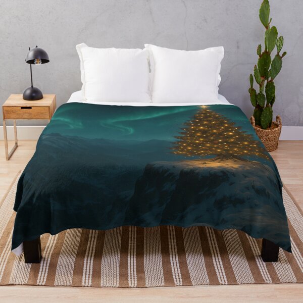 Item preview, Nordic Mountain Christmas Tree Under Aurora – Epic Winter Night designed and sold by NorseDrip.