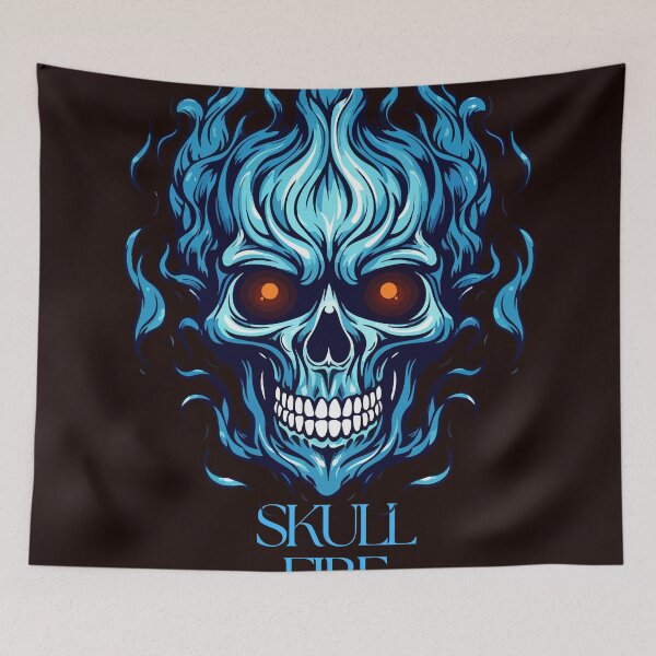 Item preview, Skull Fire – Blue Flame Skull Illustration designed and sold by Carftastic.