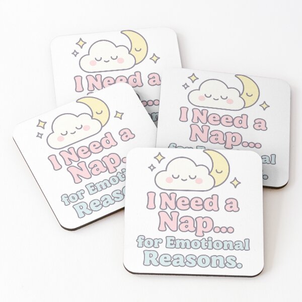 Item preview, Kawaii sleepy cloud + crescent moon “I Need a Nap… for Emotional Reasons designed and sold by Ghedir Designs.