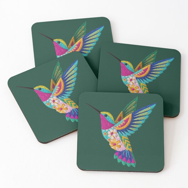 Item preview, Mexican Embroidered Hummingbird — Traditional Floral Art designed and sold by Ahau Designs.