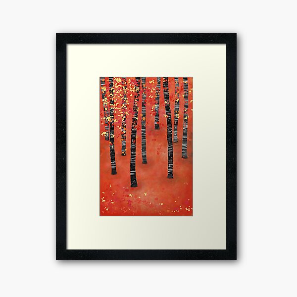 Birches - Autumn Woodland Abstract Landscape Framed Art Print