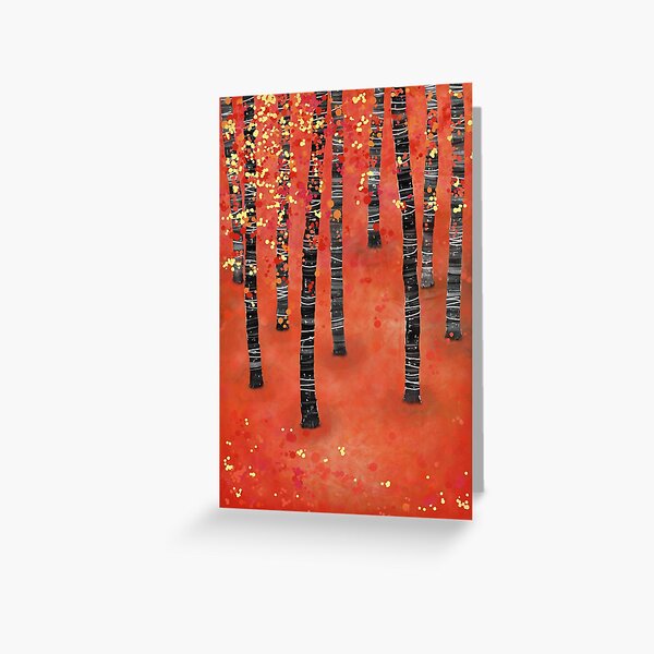 Birches - Autumn Woodland Abstract Landscape Greeting Card