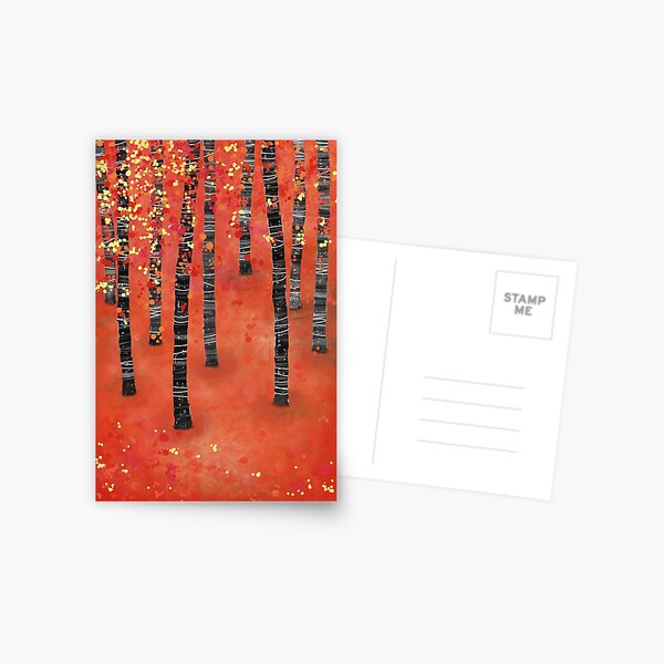 Birches - Autumn Woodland Abstract Landscape Postcard