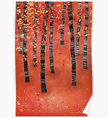 Birches - Autumn Woodland Abstract Landscape Poster
