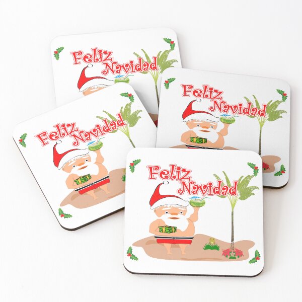 Item preview, Feliz Navidad with Santa at the beach enjoying a tropical holidays designed and sold by Verle-art.
