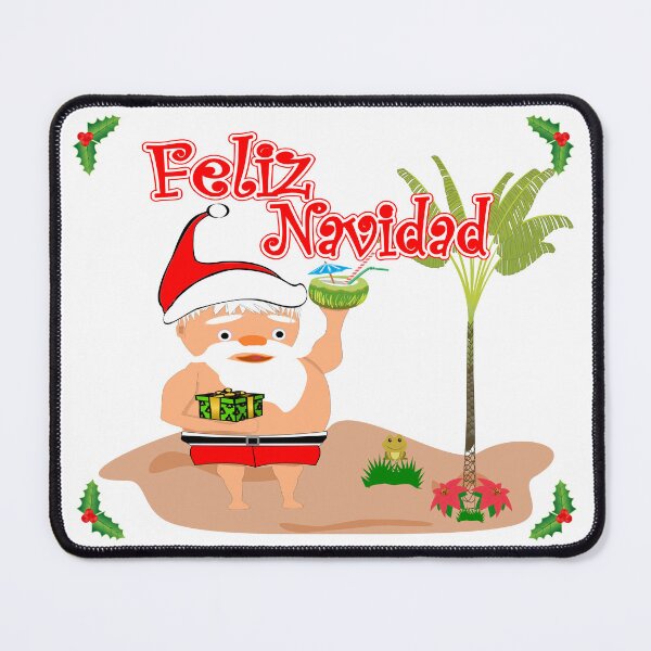 Item preview, Feliz Navidad with Santa at the beach enjoying a tropical holidays designed and sold by Verle-art.
