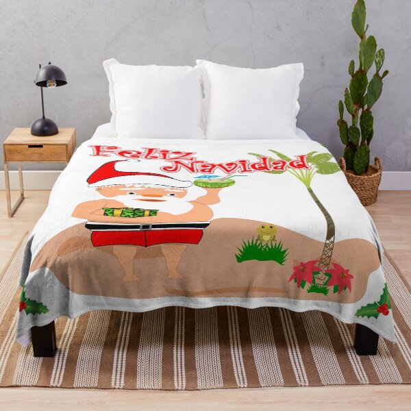 Item preview, Feliz Navidad with Santa at the beach enjoying a tropical holidays designed and sold by Verle-art.